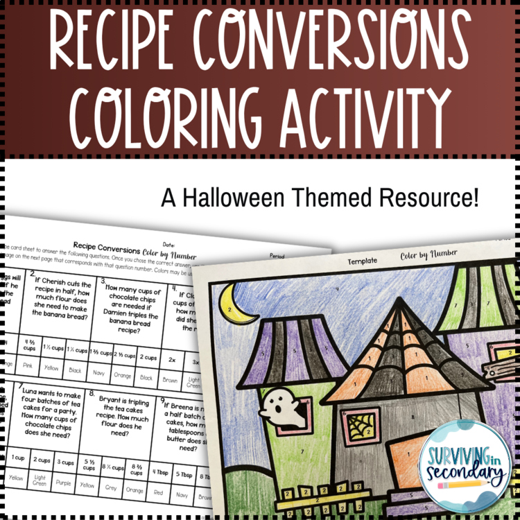 Recipe Conversions Haunted House Coloring Activity