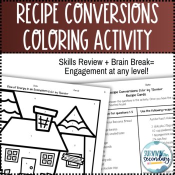 Recipe Conversions Haunted House Coloring Activity, image 2