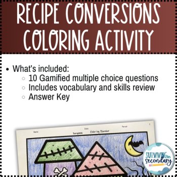 Recipe Conversions Haunted House Coloring Activity, image 3