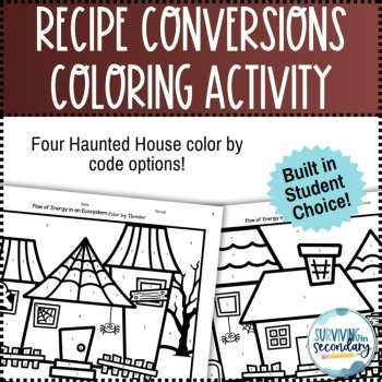 Recipe Conversions Haunted House Coloring Activity, image 4
