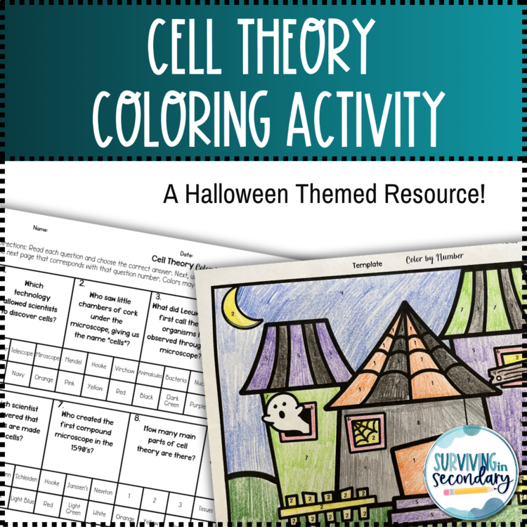 Cell Theory Haunted House Coloring Activity