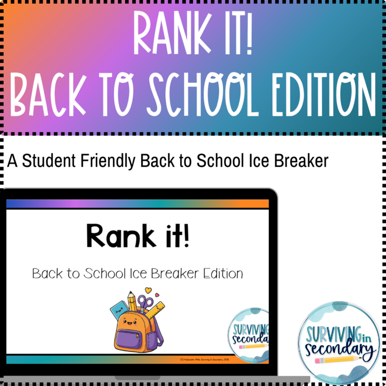 Rank It! Back to School Edition - Ice Breaker Activity