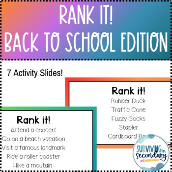 Rank It! Back to School Edition - Ice Breaker Activity, image 2