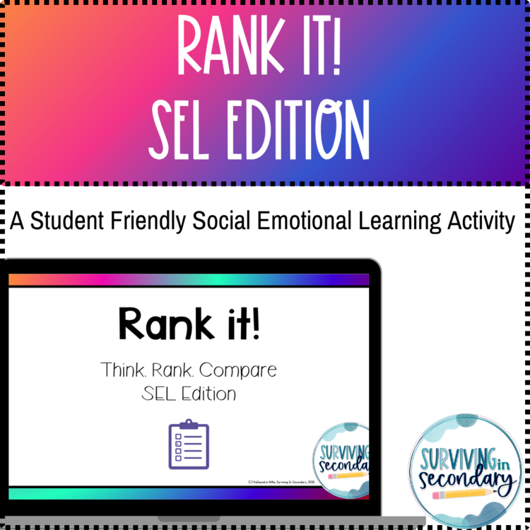 Rank It! Social Emotional Learning Activity for Middle and High School Students