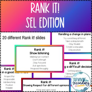 Rank It! Social Emotional Learning Activity for Middle and High School Students, image 2