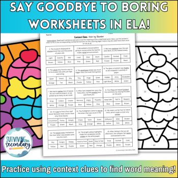 Vocabulary Context Clues Color by Code - 3/4 Grade ELA Activity - Ideal for ESY, image 2