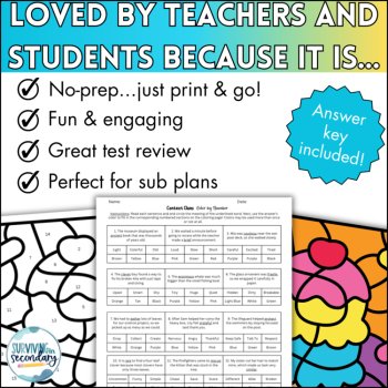 Vocabulary Context Clues Color by Code - 3/4 Grade ELA Activity - Ideal for ESY, image 4
