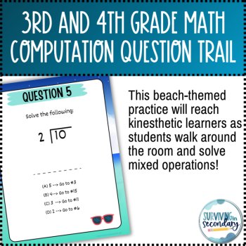 3rd and 4th Math Computation Review Question Trail Scavenger Hunt-Ideal for ESY, image 2
