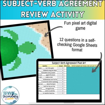 Subject-Verb Agreement Pixel Art - Self-Checking Grammar Review - Ideal for ESY, image 2