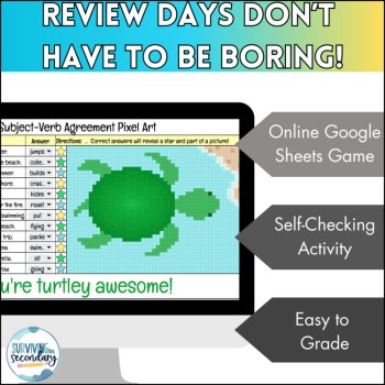Subject-Verb Agreement Pixel Art - Self-Checking Grammar Review - Ideal for ESY, image 3
