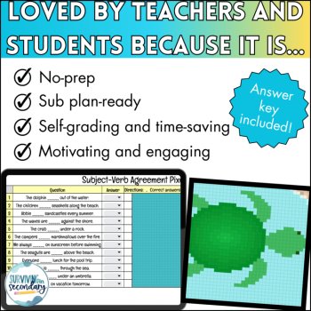 Subject-Verb Agreement Pixel Art - Self-Checking Grammar Review - Ideal for ESY, image 4