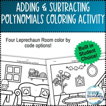 Adding and Subtracting Polynomials- St. Patrick's Day Coloring Activity, image 3