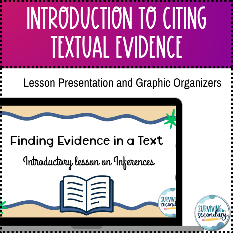 Introduction to Textual Evidence Lesson Presentation and Graphic Organizer