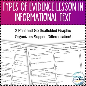 Introduction to Textual Evidence Lesson Presentation and Graphic Organizer, image 3