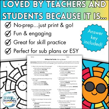 5th/6th Nonfiction Reading Comprehension - Coloring Activity - Ideal for ESY, image 4