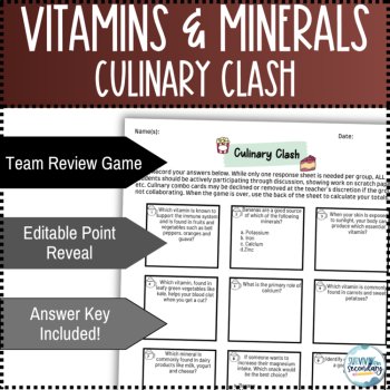 Vitamins and Minerals Whole Class Review Game | Nutrition Science Activity, image 2