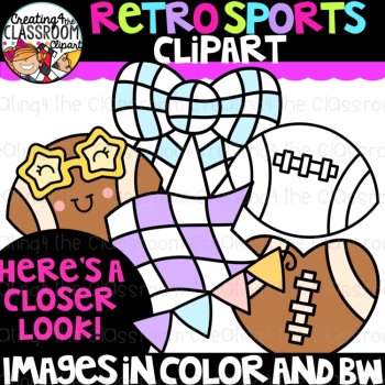 Retro Sports Clipart | Groovy Sports clipart for decor and worksheets, image 2