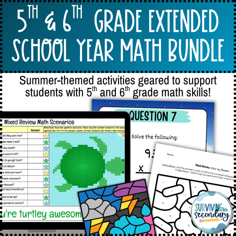 Extended School Year Math Resources- Ideal ESY Review for 5th & 6th Grade Level