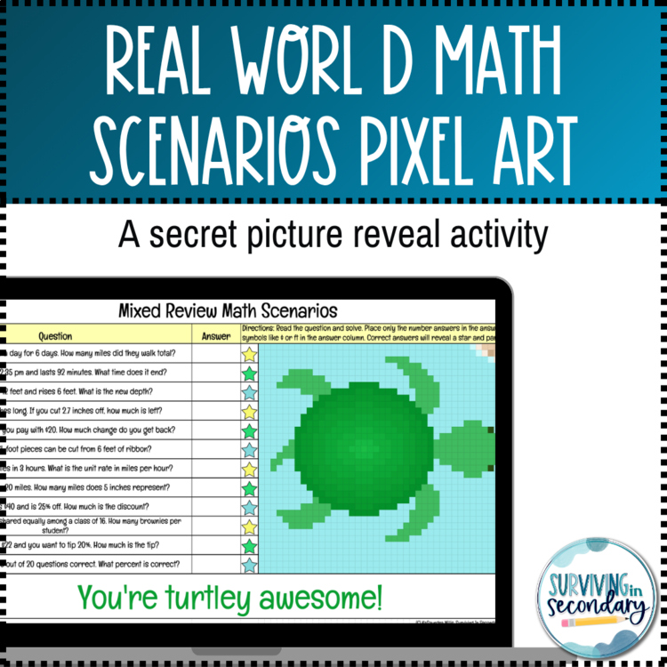 Simple Real World Math Scenarios Pixel Art | Self-Checking Digital Resource