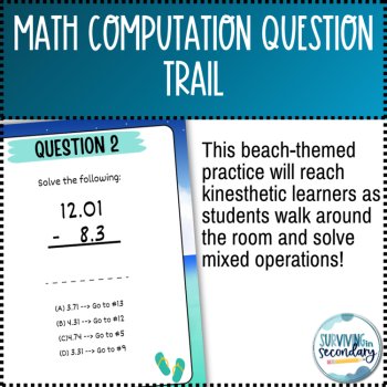Math Computation Review Question Trail Scavenger Hunt-Ideal for ESY, image 2