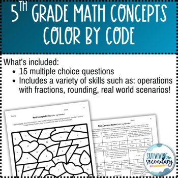 5th Grade Math Concepts Review Coloring Activity - Ideal for ESY, image 2