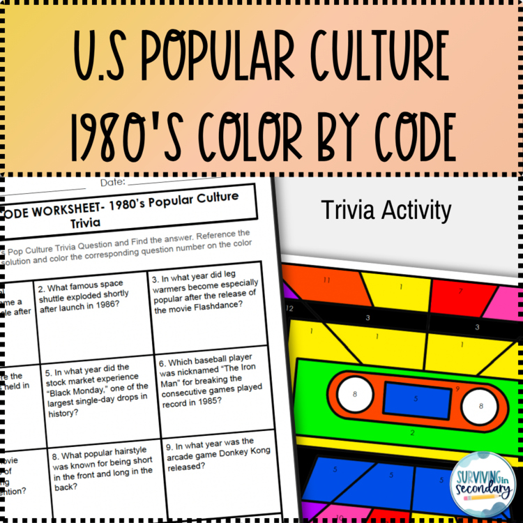 1980s U.S Pop Culture Coloring Activity