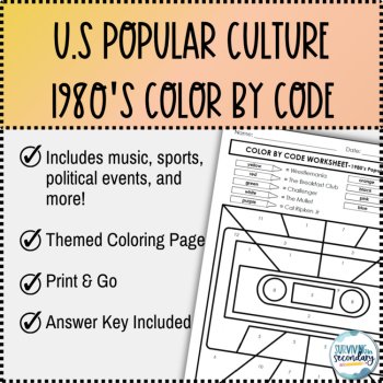 1980s U.S Pop Culture Coloring Activity, image 2
