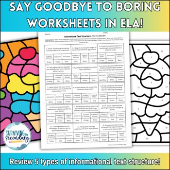 Informational Text Structure Color by Code - ELA Activity - Ideal for ESY, image 2