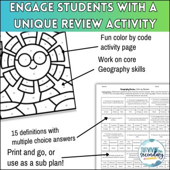 Geography Key Terms Color by Code - Engaging Social Studies Review Activity, image 3