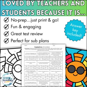 Geography Key Terms Color by Code - Engaging Social Studies Review Activity, image 4