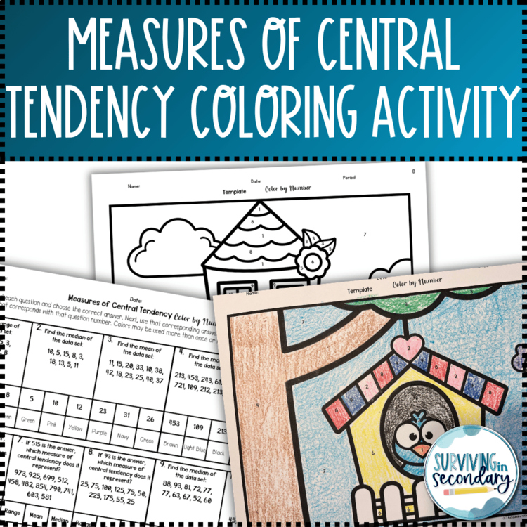 Measures of Central Tendency Birdhouse Coloring Activity