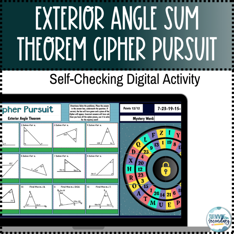 Exterior Angle Sum Theorem Digital Resource Cipher Pursuit