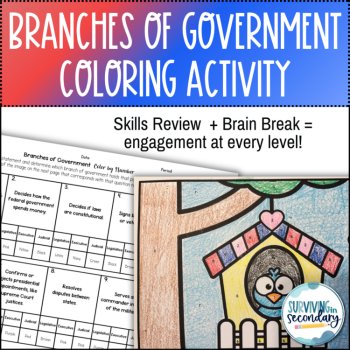 Branches of Government Birdhouse Coloring Activity for U.S. Government & Civics, image 2