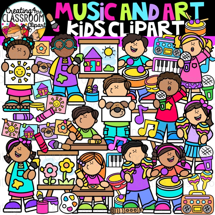 Music and Art Kids Clipart | Kids Clip Art for Activities, Worksheets