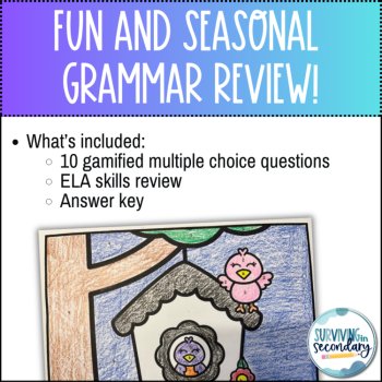 Verbal Phrases Birdhouse Coloring Activity for English Language Arts, image 3
