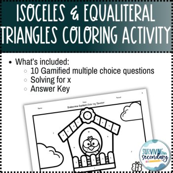 Solving Isosceles and Equilateral Triangles Birdhouse Coloring Activity, image 3