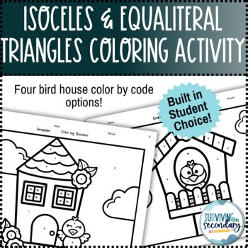 Solving Isosceles and Equilateral Triangles Birdhouse Coloring Activity, image 4