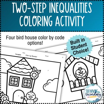 Solving Two-Step Inequalities Birdhouse Coloring Activity, image 4