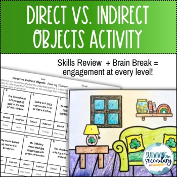 Direct vs. Indirect Objects St. Patrick's Day Coloring Activity for ELA, image 2
