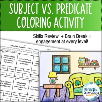 Subject vs. Predicate St. Patrick's Day Coloring Activity for ELA, image 2