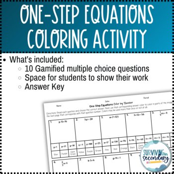 One-Step Equations St. Patrick's Day Coloring Activity, image 2