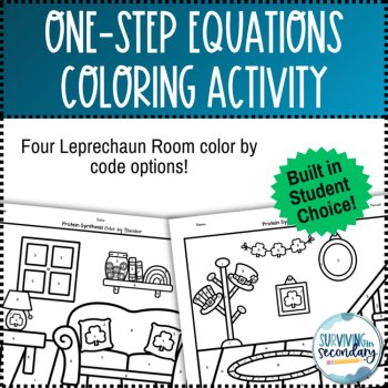 One-Step Equations St. Patrick's Day Coloring Activity, image 3