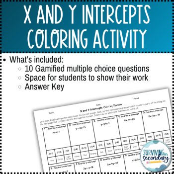 X- and Y-Intercepts St. Patrick's Day Coloring Activity, image 2