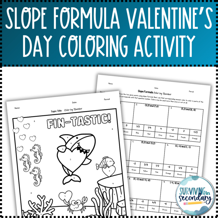 Slope Formula Valentine's Day Coloring Activity
