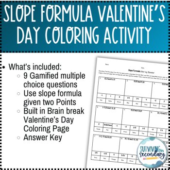 Slope Formula Valentine's Day Coloring Activity, image 2