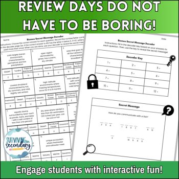 Types of Biomes Activity - Secret Message Decoder Review Game for Science, image 2