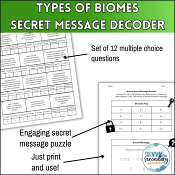 Types of Biomes Activity - Secret Message Decoder Review Game for Science, image 3
