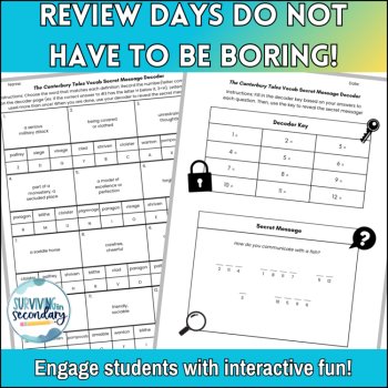 The Canterbury Tales Vocabulary Activity - Secret Message Decoder Review Game, image 2