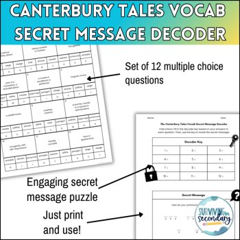 The Canterbury Tales Vocabulary Activity - Secret Message Decoder Review Game, image 3