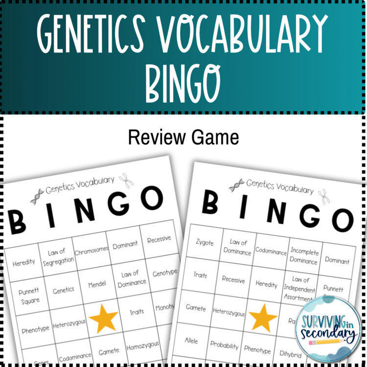 Genetics Vocabulary Bingo Game